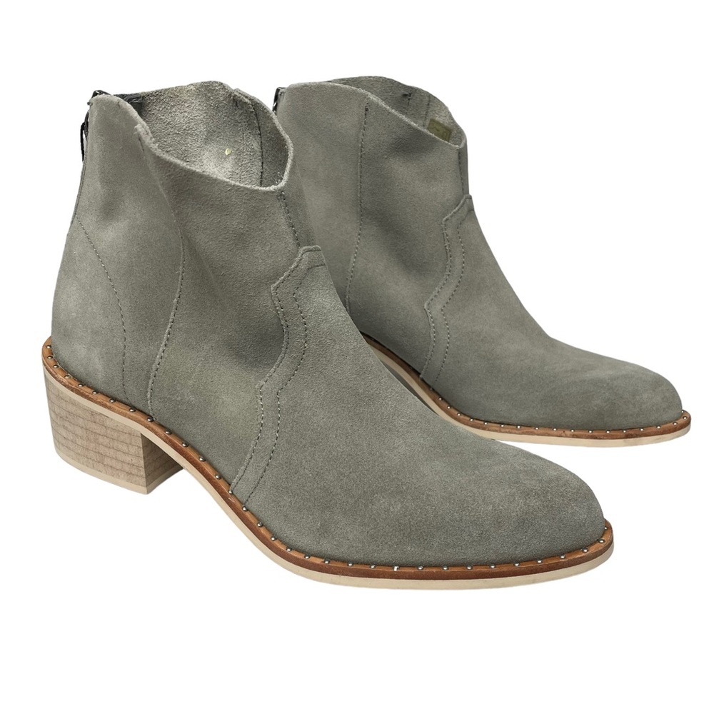 Crevo Clara Suede Western Ankle Booties Gray Boho Southwest Size 7 NEW